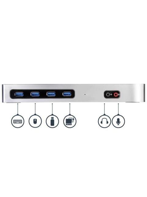 STARTECH DOCKING STATION USB TIPO C PARA LAPTOP 2X DISPLAYPORT 2X HDMI 6X USB 3.0 NEGRO-PLATA - Imagen 2