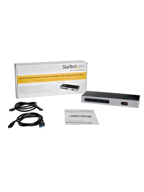 STARTECH DOCKING STATION USB TIPO C PARA LAPTOP 2X DISPLAYPORT 2X HDMI 6X USB 3.0 NEGRO-PLATA - Imagen 4