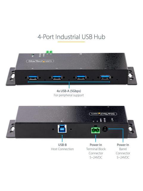 STARTECH HUB INDUSTRIAL 5000 MBIT-S USB 3.0 DE 4 PUERTOS NEGRO - Imagen 9