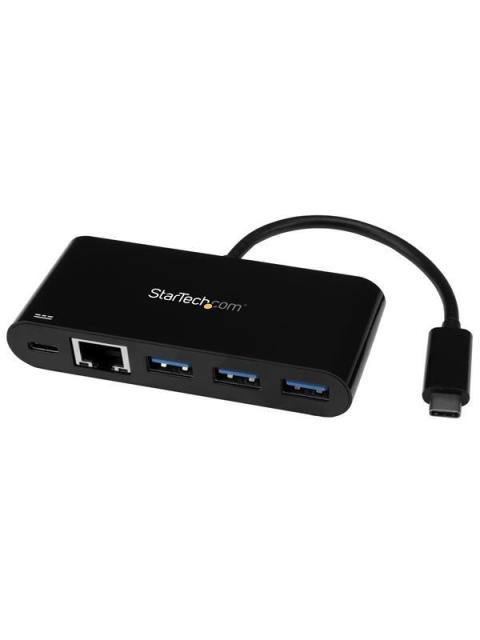 STARTECH HUB USB C 3.0 MACHO - 3 USB A-1X RJ-45 HEMBRA 5000 MBIT-S NEGRO