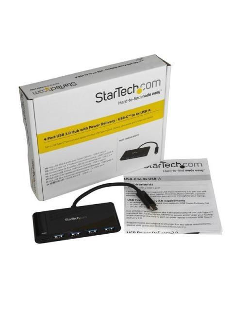 STARTECH  HUB USB C 3.0 MACHO - 4X USB A HEMBRA CON PD ENTREGA DE POTENCIA 5000 MBIT-S NEGRO - Imagen 5