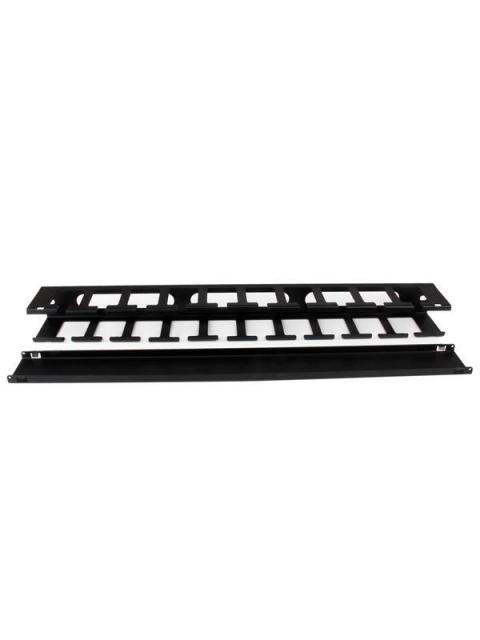 STARTECH  PANEL CANALETA HORIZONTAL DE 1U CON CUBIERTA PARA GESTION DE CABLEADO EN RACKS Y PERFORACIONES LATERALES