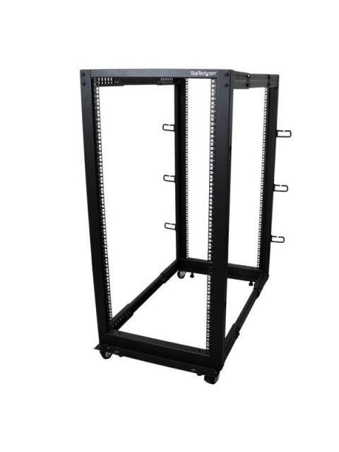 STARTECH RACK DE MARCO ABIERTO CON PROFUNDIDAD AJUSTABLE DE 4 COLUMNAS 25U CON RUEDAS