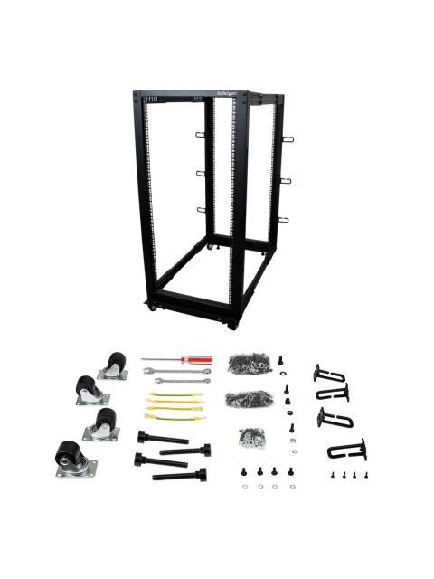 STARTECH RACK DE MARCO ABIERTO CON PROFUNDIDAD AJUSTABLE DE 4 COLUMNAS 25U CON RUEDAS - Imagen 5