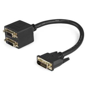 STARTECH  SPLITTER DIVISOR COMPACTO DE VIDEO DVI-D MACHO - DVI-D HEMBRA 30CM NEGRO