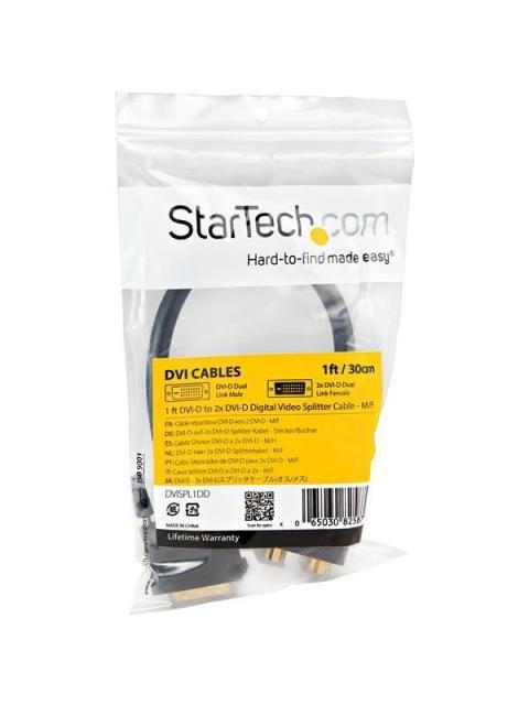 STARTECH SPLITTER DIVISOR COMPACTO DE VIDEO DVI-D MACHO - DVI-D HEMBRA 30CM NEGRO