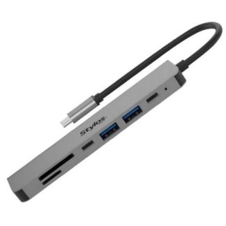 STYLOS DOCKING STATION STCBHUB71G USB-C 2 X USB-C 3.0 2 X USB-A 2.0 1 X HDMI MICROSD-SD