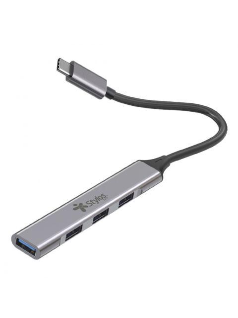 STYLOS HUB USB C MACHO - 4X USB 2.0 HEMBRA 480 MBIT-S GRIS - Imagen 2