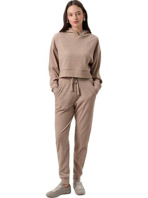 SUDADERA CERRADA CON CAPUCHA MOKA LOVE TO LOUNGE