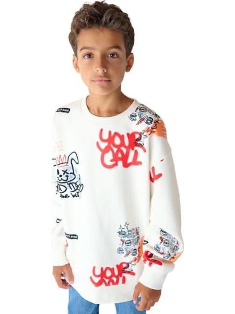SUDADERA CON CAPUCHA ESTAMPADA MARFIL NEXT CO - Imagen 5