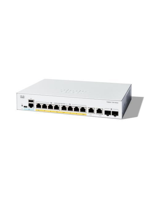SWITCH CISCO GIGABIT ETHERNET CATALYST 1300 8 PUERTOS POE+ 10-100-1000MBPS + 2 PUERTOS SFP 120W 20 GBIT-S 16000 ENTRADAS - ADMINISTRABLE