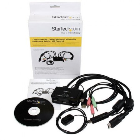 STARTECH SWITCH KVM DE 2 PUERTOS HDMI USB AUDIO CON CABLES INTEGRADOS - Imagen 4
