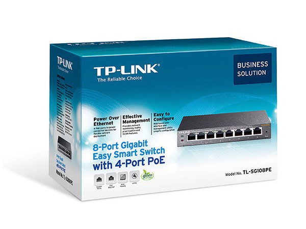 SWITCH TP-LINK GIGABIT ETHERNET TL-SG108PE EASY SMART POE 8 PUERTOS 10-100-1000MBPS (4X POE) 16 GBIT-S 4000 ENTRADAS - NO ADMINISTRABLE - Imagen 2