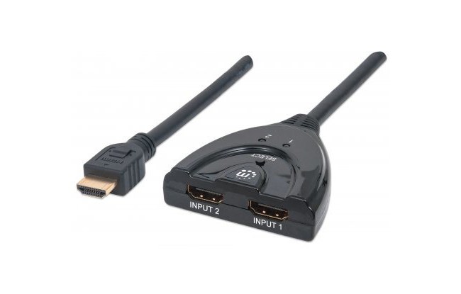 MANHATTAN SWITCH HDMI 1.3 DE 2 PUERTOS 2X HDMI HEMBRA - 1X HDMI MACHO NEGRO - Imagen 2