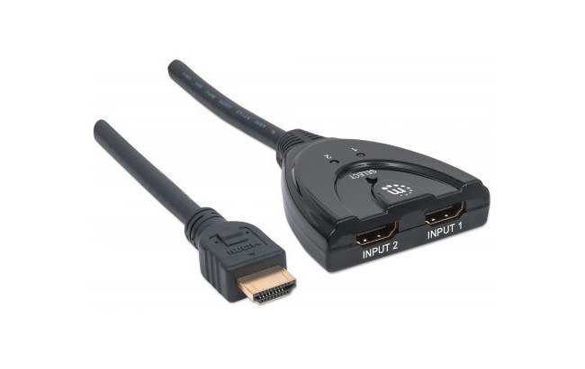 MANHATTAN SWITCH HDMI 1.3 DE 2 PUERTOS 2X HDMI HEMBRA - 1X HDMI MACHO NEGRO - Imagen 3