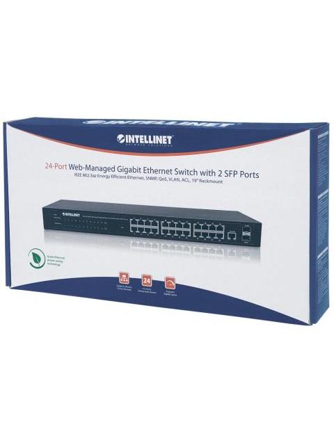 SWITCH INTELLINET GIGABIT ETHERNET 560917 24 PUERTOS 10-100-1000MBPS + 2 PUERTOS SFP 52 GBIT-S 8000 ENTRADAS - ADMINISTRABLE - Imagen 5