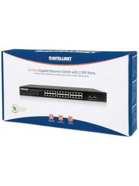 SWITCH INTELLINET GIGABIT ETHERNET 561044 24 PUERTOS 10-100-1000MBPS + 2 PUERTOS SFP 52 GBIT-S 8192 ENTRADAS - NO ADMINISTRABLE - Imagen 6