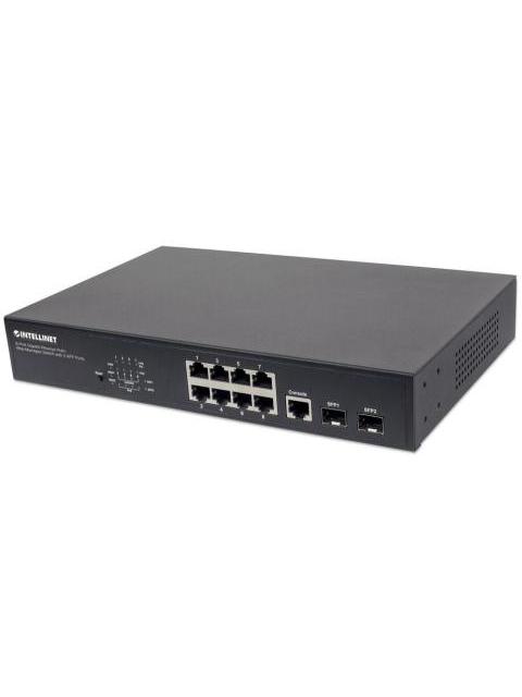 SWITCH INTELLINET GIGABIT ETHERNET 561167 8 PUERTOS POE+ 10-100-1000MBPS + 2 PUERTOS SFP 20 GBIT-S 8192 ENTRADAS - ADMINISTRABLE