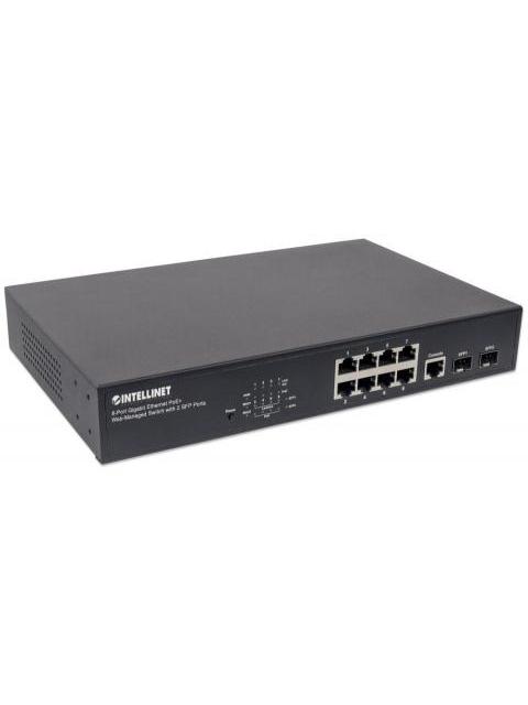 SWITCH INTELLINET GIGABIT ETHERNET 561167 8 PUERTOS POE+ 10-100-1000MBPS + 2 PUERTOS SFP 20 GBIT-S 8192 ENTRADAS - ADMINISTRABLE - Imagen 3
