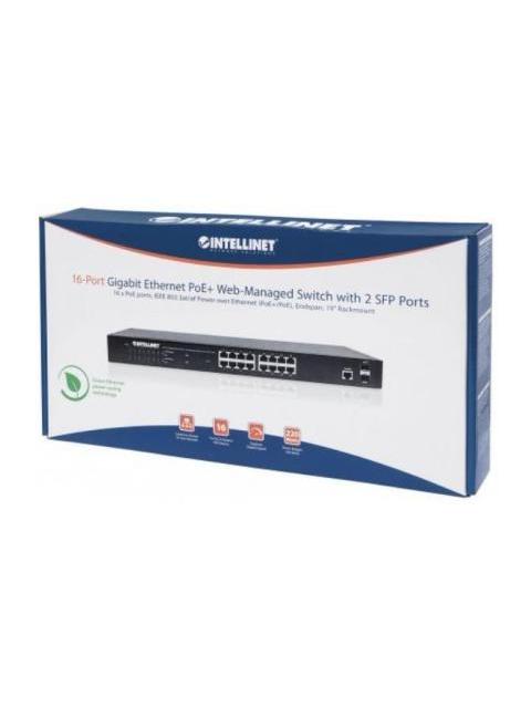 SWITCH INTELLINET GIGABIT ETHERNET 561341 16 PUERTOS POE+ 10-100-1000MBPS + 2 PUERTOS SFP 36 GBIT-S 8000 ENTRADAS - ADMINISTRABLE - Imagen 5