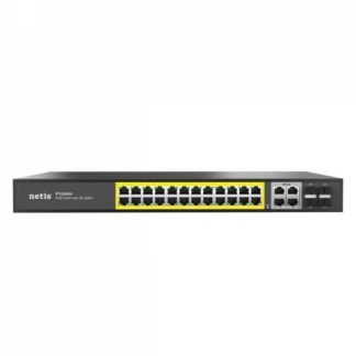 SWITCH NETIS GIGABIT ETHERNET P124GH 24 PUERTOS POE 10-100-1000MBPS + 2 PUERTO UPLINK + 2 PUERTOS SFP 320W 12.8 GBIT-S 16000 ENTRADAS - NO ADMINISTRABLE