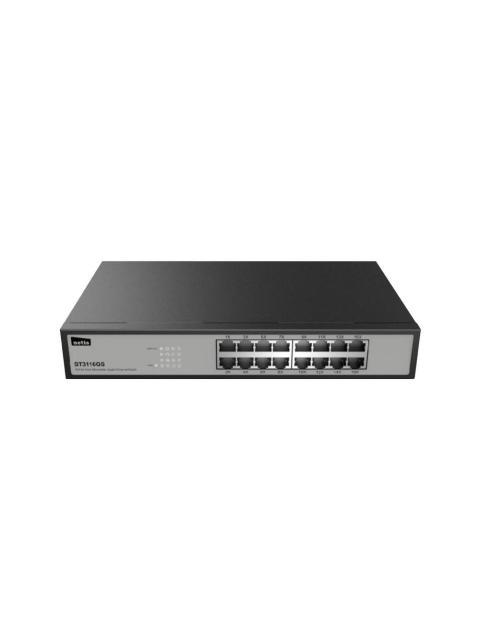 SWITCH NETIS ST3116GS 16 PUERTOS GIGABIT ETHERNET 10-100-1000 32 GBIT-S 2000 ENTRADAS NO ADMINISTRADO