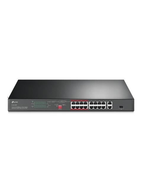 SWITCH TP-LINK FAST ETHERNET TL-SL1218P 16 PUERTOS POE+ 10-100MBPS + 1 PUERTOS SFP 7.2 GBIT-S 8000 ENTRADAS - NO ADMINISTRABLE