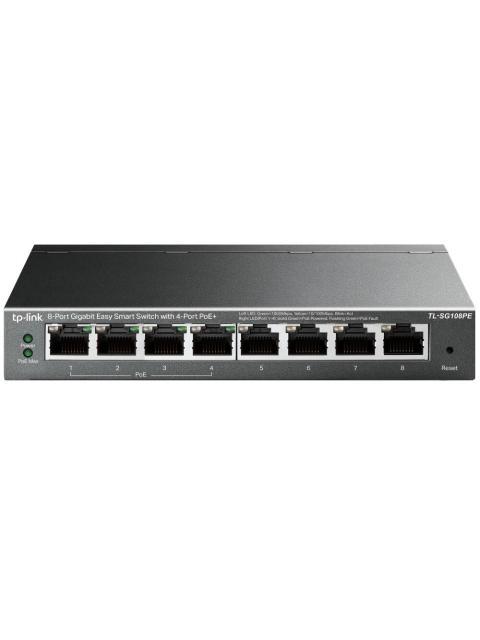 SWITCH TP-LINK GIGABIT ETHERNET TL-SG108PE EASY SMART POE 8 PUERTOS 10-100-1000MBPS (4X POE) 16 GBIT-S 4000 ENTRADAS - NO ADMINISTRABLE