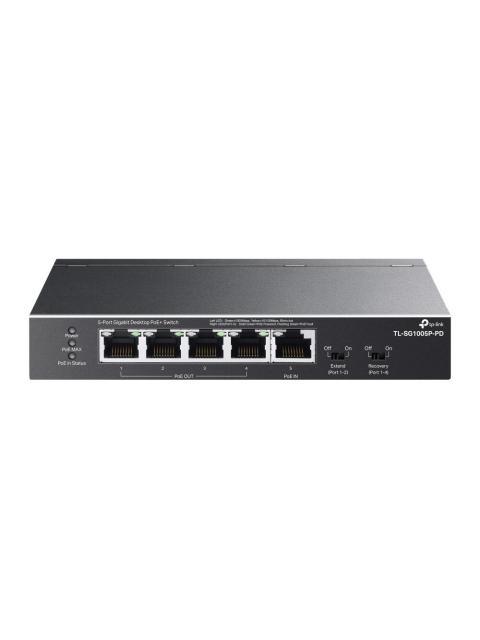 SWITCH TP-LINK TL-SG1005P-PD 5 PUERTOS GIGABIT ETHERNET 10-100-1000 5 X POE 66W 10 GBIT-S 2000 ENTRADAS NO ADMINISTRADO