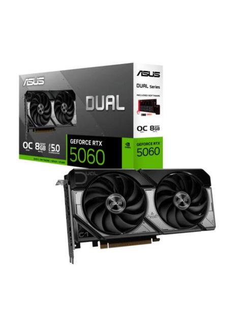 TARJETA DE VIDEO ASUS NVIDIA GEFORCE RTX 5060 DUAL-RTX5060-O8G 8GB 128-BIT GDDR7 PCI EXPRESS 5.0
