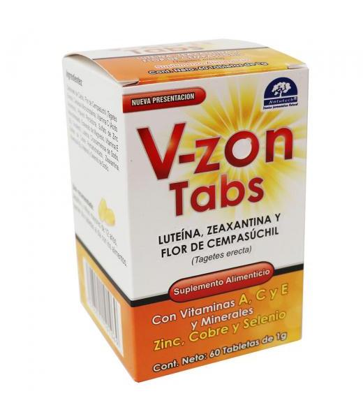 TBS. V-ZON TABS C 60 LUTEINAZEAXANTINA Y FLOR DE CEMPASUCHIL VIT LAB. NATUTECH