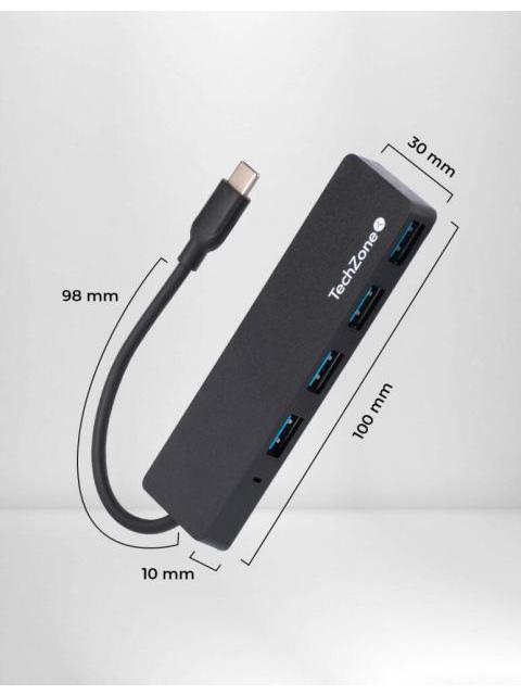TECHZONE HUB USB-C 3.2 MACHO - 4X USB-A 3.2 500 MBIT-S NEGRO - Imagen 4