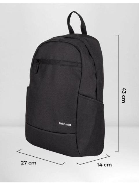 TECHZONE MOCHILA DE POLIESTER BASIC BLACK PARA LAPTOP 15.6 NEGRO - Imagen 3