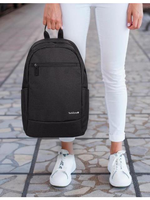 TECHZONE MOCHILA DE POLIESTER BASIC BLACK PARA LAPTOP 15.6 NEGRO - Imagen 4