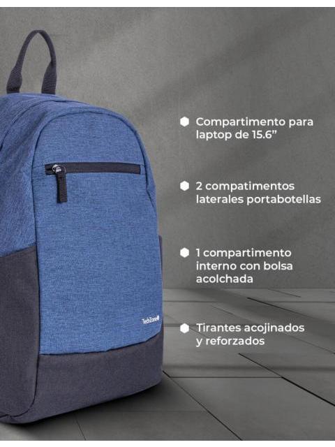 TECHZONE MOCHILA DE POLIESTER EASY LITE BLUE PARA LAPTOP 15.6 AZUL - Imagen 5