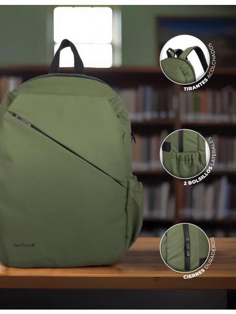 TECHZONE MOCHILA STYLE DE POLIESTER PARA LAPTOP 16 VERDE - Imagen 5
