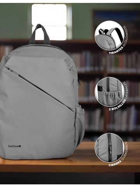 TECHZONE MOCHILA TZLBP29-G DE POLIESTER PARA LAPTOP 16 GRIS - Imagen 9