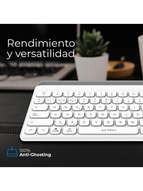 TECLADO ACTECK INSPIRE TREK TI737 65% INALAMBRICO RF INALAMBRICO-BLUETOOTH BLANCO ESPANOL - Imagen 3