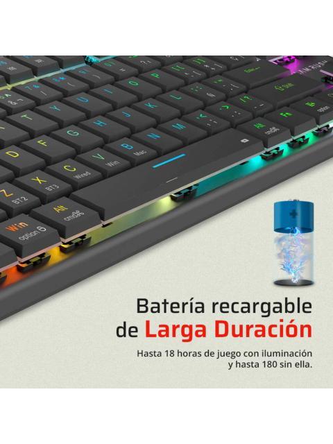 TECLADO GAMER BALAM RUSH DOMINATE EXPERT GK959 LED RGB TKL TECLADO MECANICO SWITCH BROWN INALAMBRICO RF INALAMBRICO-BLUETOOTH NEGRO ESPANOL - Imagen 2
