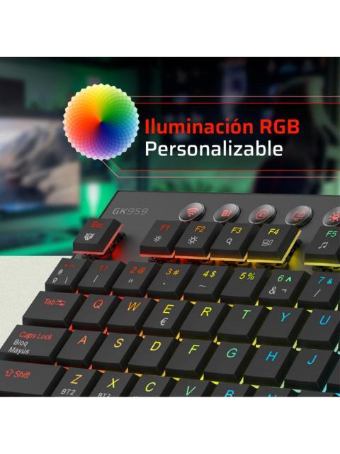 TECLADO GAMER BALAM RUSH DOMINATE EXPERT GK959 LED RGB TKL TECLADO MECANICO SWITCH BROWN INALAMBRICO RF INALAMBRICO-BLUETOOTH NEGRO ESPANOL - Imagen 3