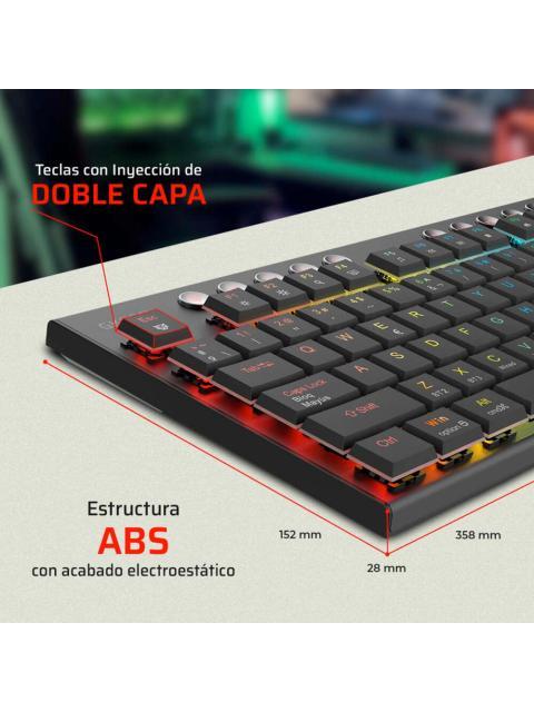 TECLADO GAMER BALAM RUSH DOMINATE EXPERT GK959 LED RGB TKL TECLADO MECANICO SWITCH BROWN INALAMBRICO RF INALAMBRICO-BLUETOOTH NEGRO ESPANOL - Imagen 4