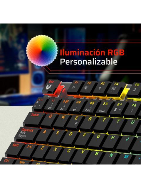 TECLADO GAMER BALAM RUSH DOMINATE EXPERT GK979I LED RGB TECLADO MECANICO OUTEMU RED INALAMBRICO RF INALAMBRICO-BLUETOOTH NEGRO ESPANOL - Imagen 5