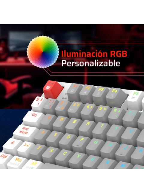 TECLADO GAMER BALAM RUSH LEVEL PRO GK990 LED RGB TKL TECLADO MECANICO OUTEMU RED INALAMBRICO RF INALAMBRICO-BLUETOOTH BLANCO ESPANOL - Imagen 3