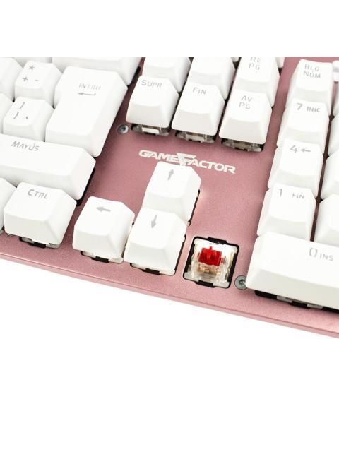 TECLADO GAMER GAME FACTOR KBG400-PK TECLADO MECANICO SWITCH KRED RED ALAMBRICO ROSA (ESPANOL) - Imagen 4