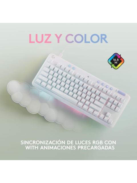 TECLADO GAMER LOGITECH G713 LED RGB TENKEYLESS (TKL) TECLADO MECANICO LOGITECH GX BROWN ALAMBRICO USB BLANCO INGLES - Imagen 6