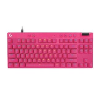 TECLADO GAMER LOGITECH PRO X TKL RAPID LED RGB ALAMBRICO USB ROSA INGLES