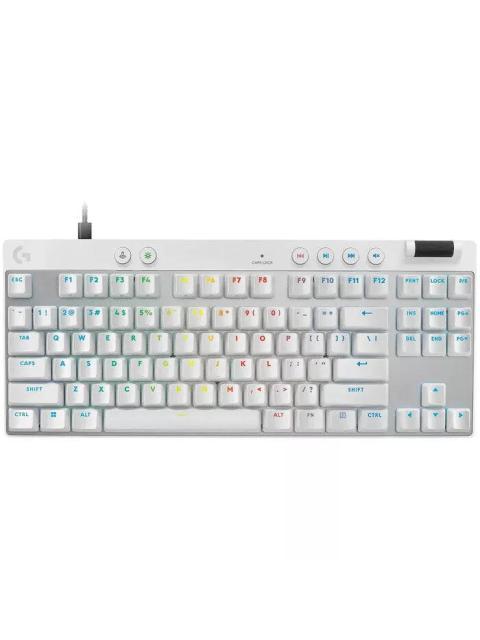 TECLADO GAMER LOGITECH PRO X TKL RAPID LED RGB TKL TECLADO MECANICO MAGNETICOS ANALOGICOS ALAMBRICO USB-BLUETOOTH BLANCO INGLES