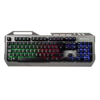TECLADO GAMER NACEB CYBER STEEL LED RGB ALAMBRICO USB GRIS ESPANOL
