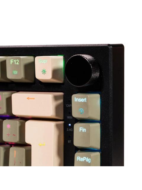 TECLADO GAMER NACEB SILVER FANG LED RGB 75% TECLADO MECANICO SWITCH BROWN INALAMBRICO USB-RF INALAMBRICO-BLUETOOTH MULTICOLOR ESPANOL - Imagen 4