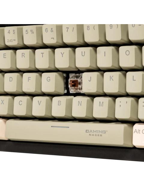 TECLADO GAMER NACEB SILVER FANG LED RGB 75% TECLADO MECANICO SWITCH BROWN INALAMBRICO USB-RF INALAMBRICO-BLUETOOTH MULTICOLOR ESPANOL - Imagen 5